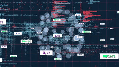 animazione di icone multimediali e elaborazione dei dati su sfondo nero