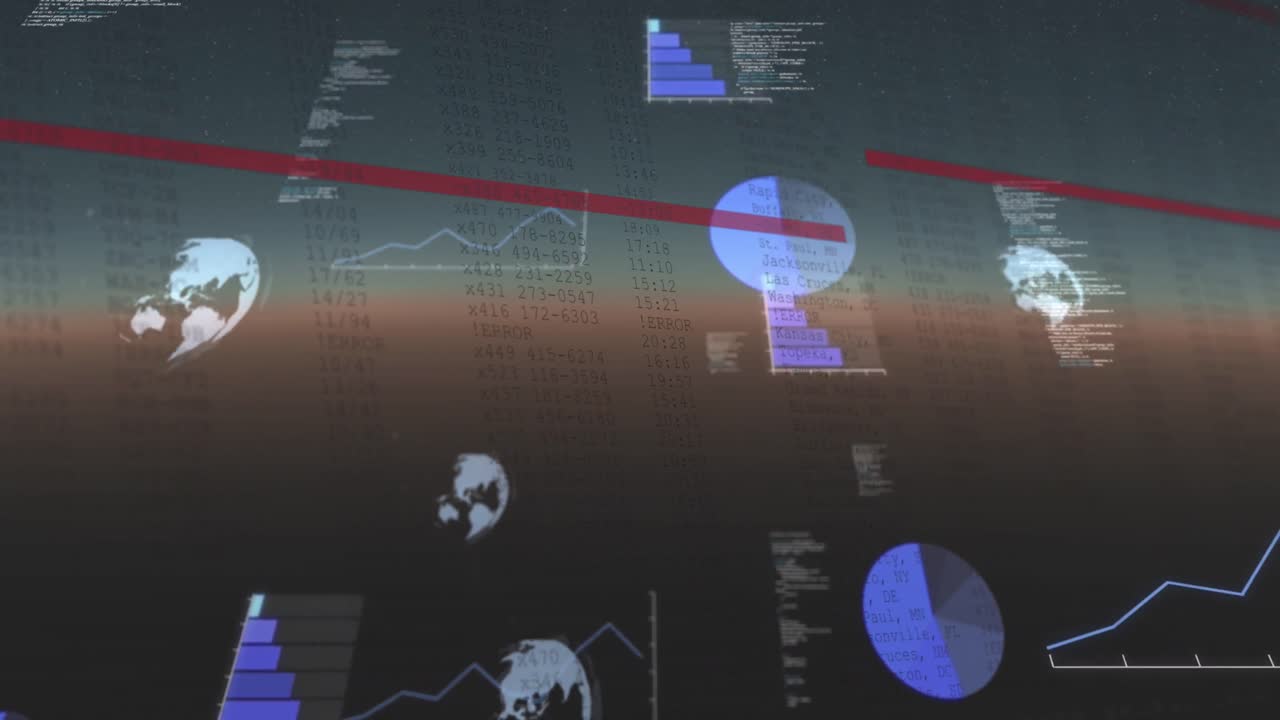 화면 위에 떨어지는 수학적 방정식의 애니메이션입니다.