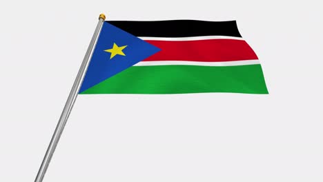 loop video of south sudan flag  fluttering in the wind, slow motion video of 4k , with alpha channel