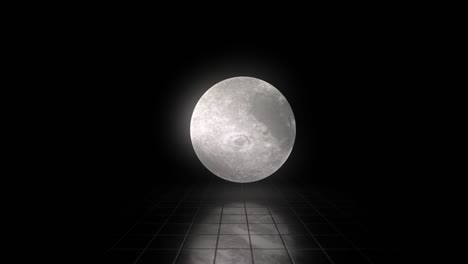 bucle abstracto de la luna moviéndose sobre una superficie reflectante
