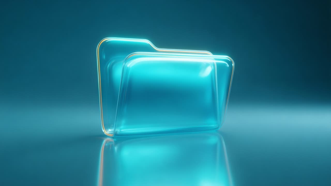 A Stunning Visual Representation of Modern Digital Folders in a Glossy Turquoise Environment, Capturing the Essence of Organization and Digital Workflow, Perfect for Creative Displays