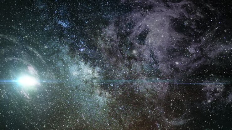 vista di nebulose e galassie risiedono nell'universo oscuro