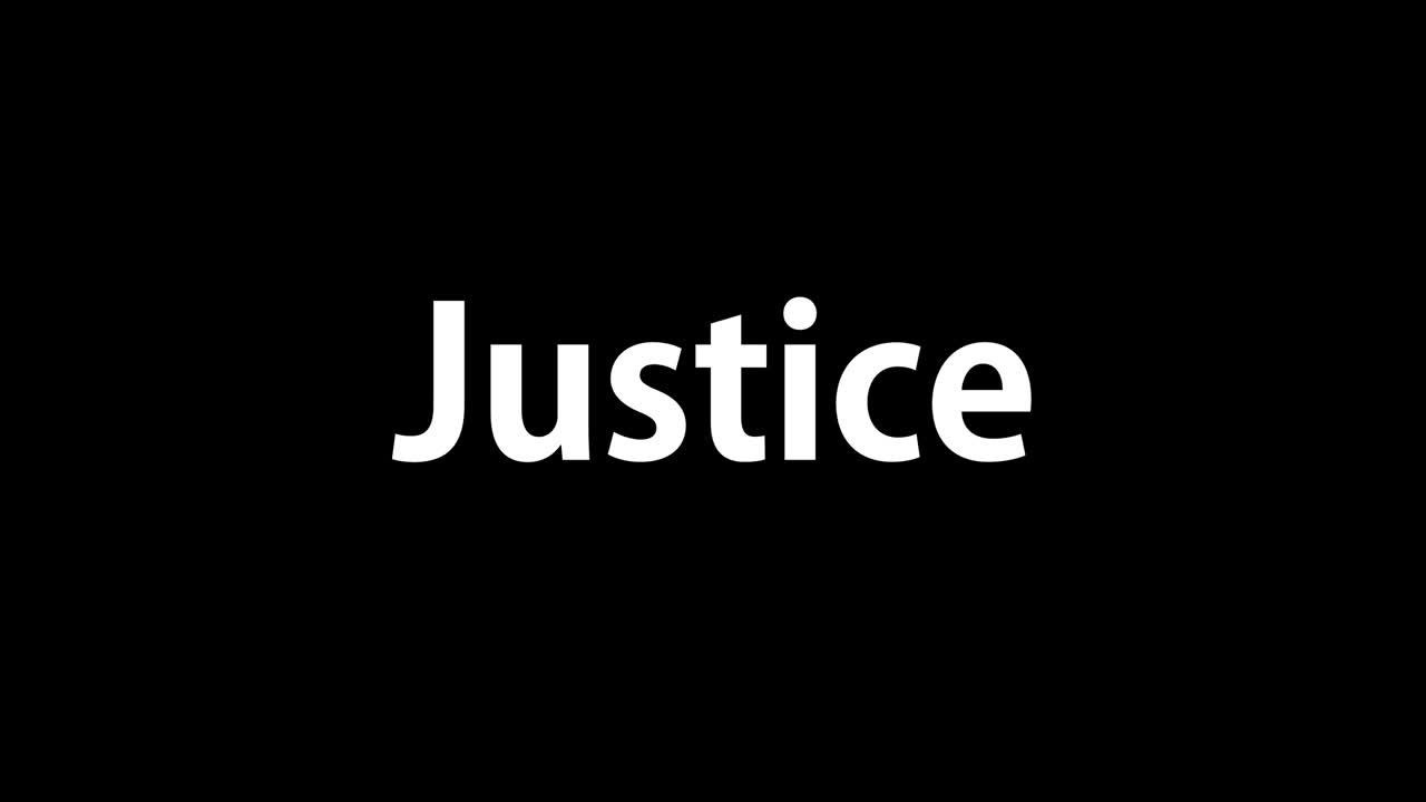 mensaje de animación de texto de justicia gráficos de movimiento