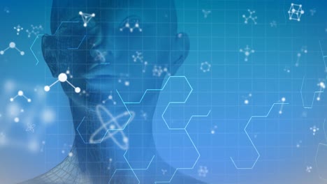 animation of molecules over digital model of human face