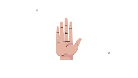 animación de señal de parada de la mano humana