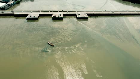 Aerial-view-landscape-of-car-traffic-and-transportation-with-the-bay-sea-mangrove