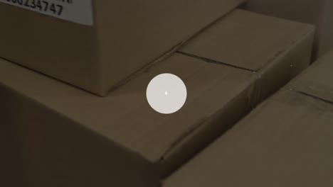 animation of network of profile icons against close up of a delivery box