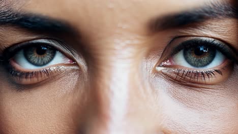 close-up of a woman's beautiful green eyes