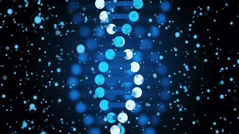 animation of blue dots over dna on black background