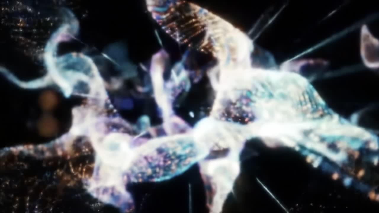 A Mesmerizing Journey Through Ethereal Light and Color - A Visual Exploration of Abstract Digital Art Set Against a Dark Background