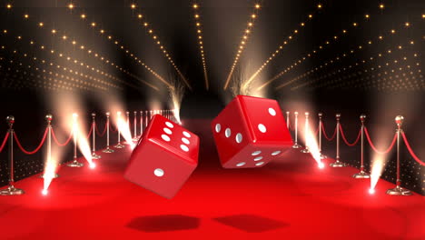 dice casino with flashing lights and red carpet