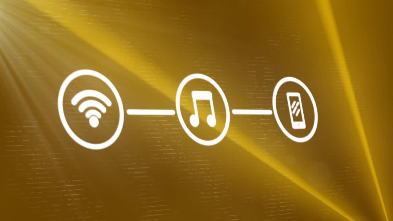 Animazione di rete di connessioni con icone digitali