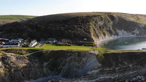 Morning-View-Across-Lulworth-Cove,-Dorset