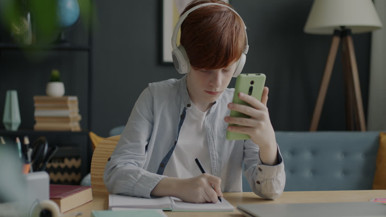 Teenage Boy Studying Online