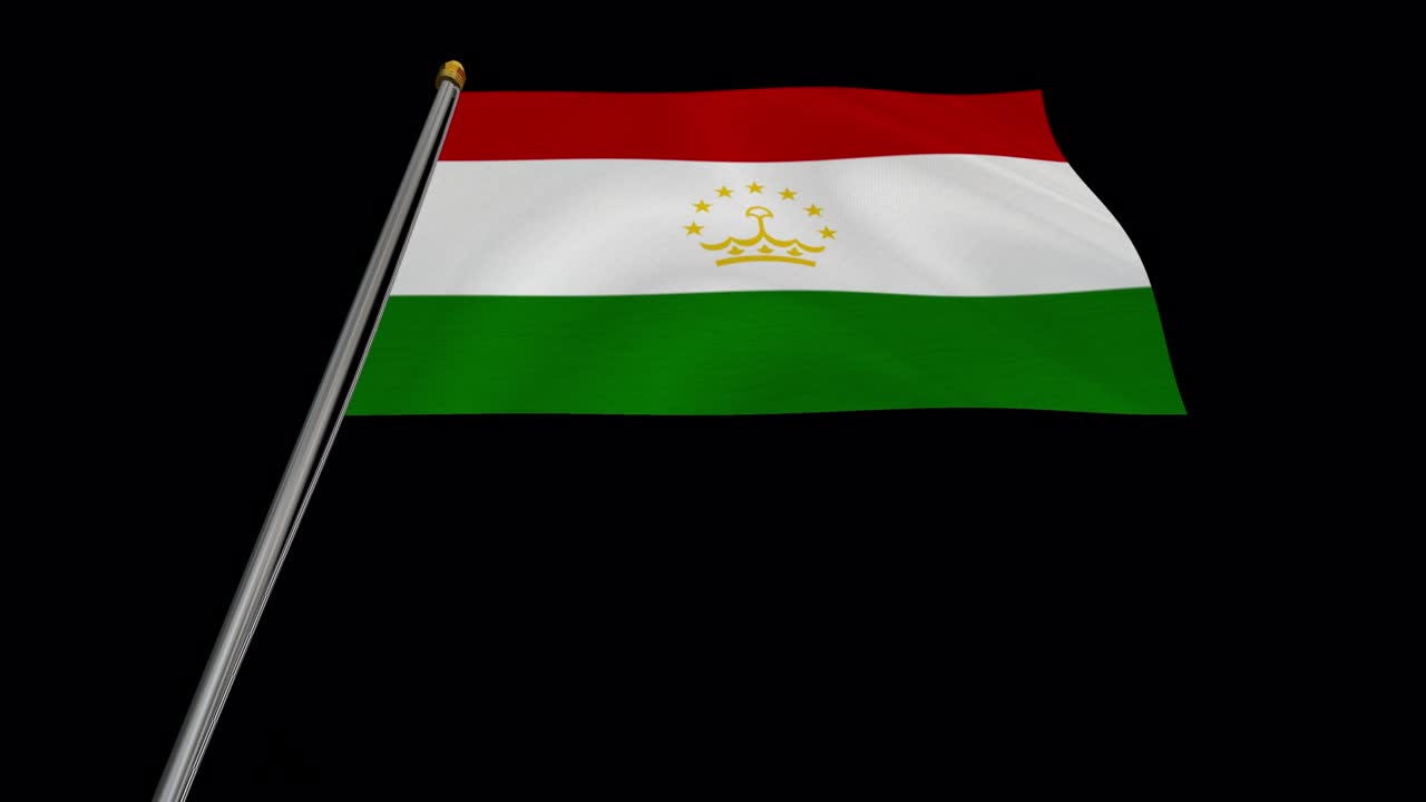 Loop video of Tajikistan flag  fluttering in the wind, slow motion video of 4k , With Alpha channel