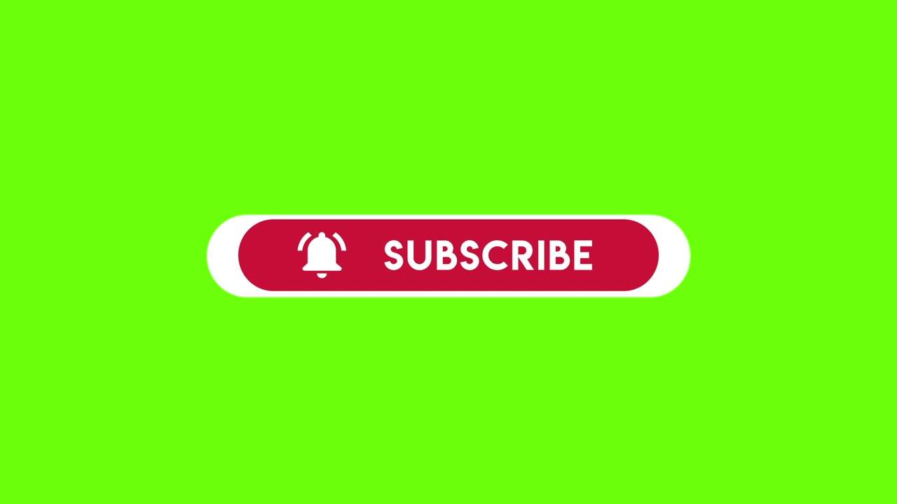 Animated Subscribe Button with Ringing Notification Bell on Green Screen