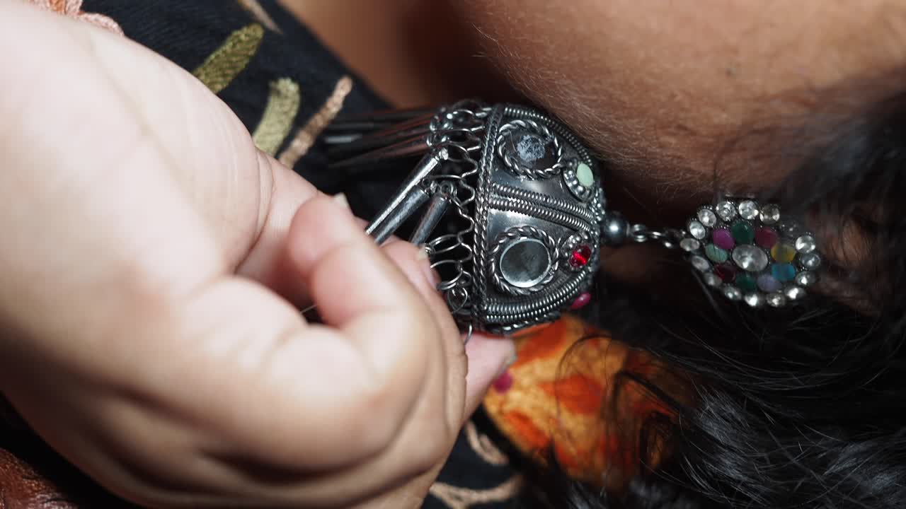 Close-up of Traditional Ethnic Earrings
