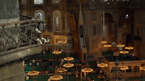 the camera pans from the dome of the hagia sophia to the prayer hall