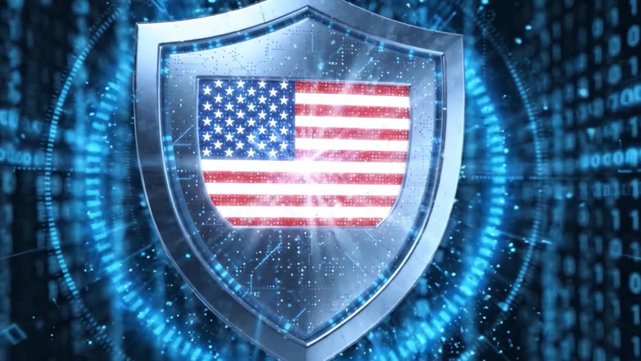 A Visual Representation of Cybersecurity: Two Frames Illustrating a Digital Shield and Data Protection Symbols in a Binary Code Environment