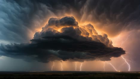 poderosas nubes de tormenta con relámpagos