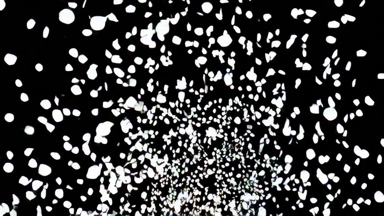 White Circle and Particle Explosion on Black Background