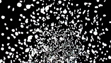 white circle and particle explosion on black background