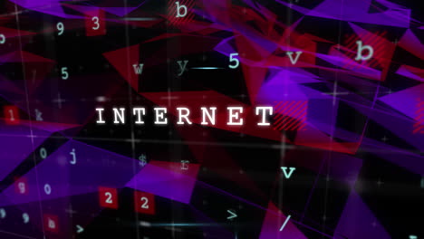 animación de palabras informáticas a través de una red de conexiones y procesamiento de datos