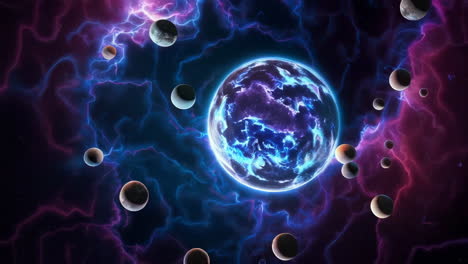 vibrant cosmic landscape with planets and nebulae