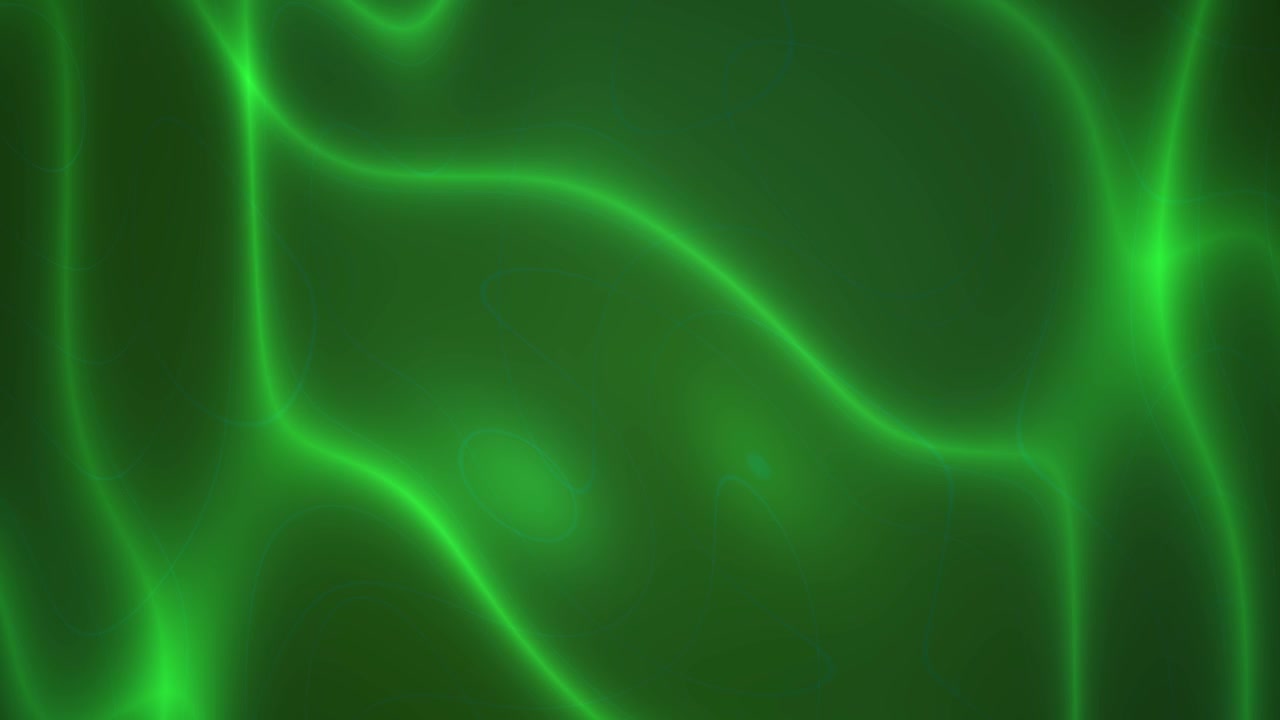 Sfondo Astratto con Movimento Liquido Verde e Onde di Luce Luminose
