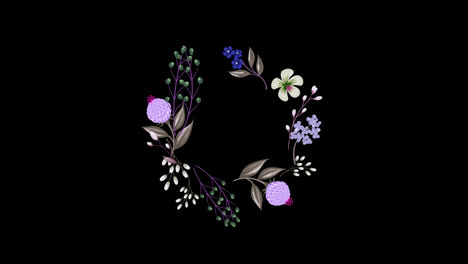 animated-Beautiful-flower-wreath-floral-decoration-art-Text-Frame-With-alpha-channel.-Wedding-titles,-copy-space.