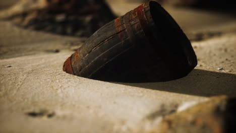 Old-wooden-barrel-on-the-beach