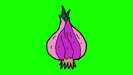 kids drawing green background with theme of red onion