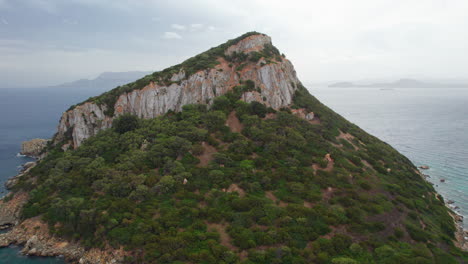 Panoramic-View:-Figarolo,-Turquoise-Waters,-the-Breathtaking-Mountain-in-Aerials