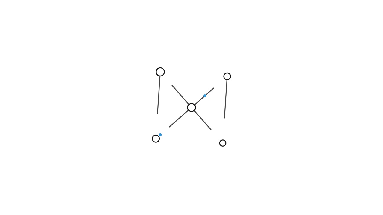 Animazione astratta di punti geometrici in movimento e linee di connessione