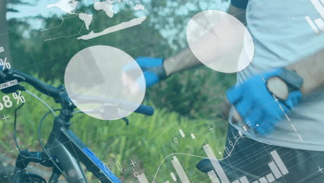 procesamiento de datos estadísticos contra hombres que usan guantes de ciclismo