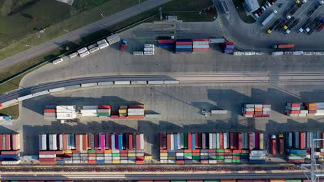 cargo trains leaving the terminal with containers