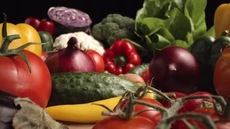 zoom dans la vidéo macro des légumes frais de saison