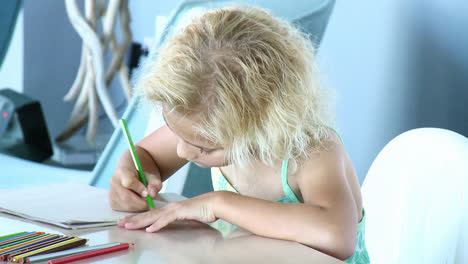 little girl drawing. educational concept