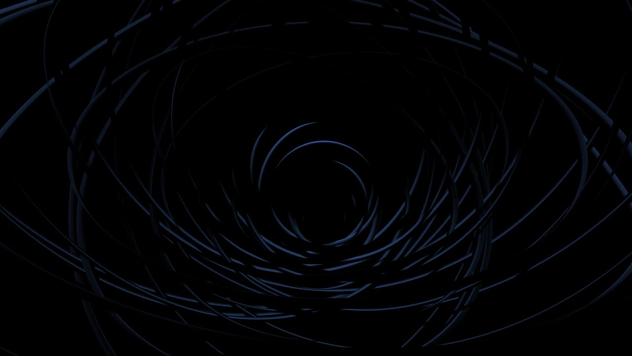 4K abstrakt loopende mørk baggrund med buede linjer som rør snoet i en helix og blåt neonlys, der løber på rørene. Rund komposition. VJ-loop med skarpt neonlys. Abstrakt spiral.