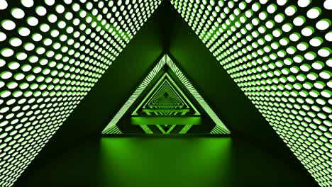 triángulo de bucle verde abstracto fondo futurista sin fin