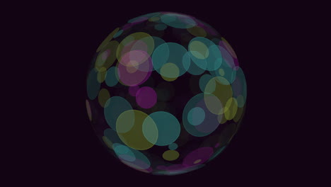 colorful neon ball and dots on dark background