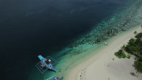 aerial view of a tropical island beach with boats