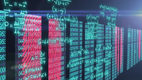 animación del procesamiento de datos matemáticos a través de servidores informáticos