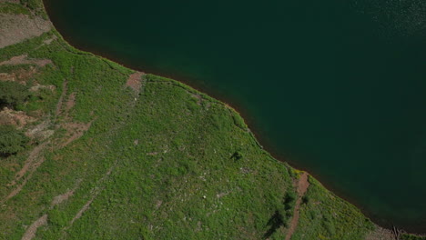 Colorado-Blue-Lakes-Mount-Sniffels-Wilderness-green-blue-shore-aerial-drone-cinematic-scenic-summer-San-Juans-Rocky-Mountains-Ridgway-Dallas-Range-14er-Million-Dollar-Highway-snow-melt-peaks-look-down