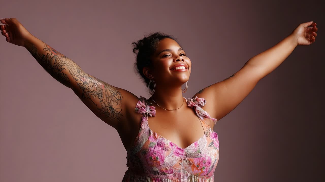 Radiant Joy: A Celebration of Self-Love and Confidence, Capturing the Essence of Empowerment Through Embracing Individual Beauty and Personal Expression in a Joyful Moment