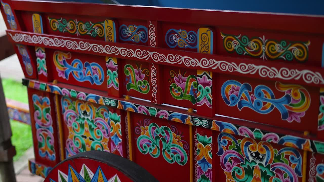 Decoratively Painted Oxcart