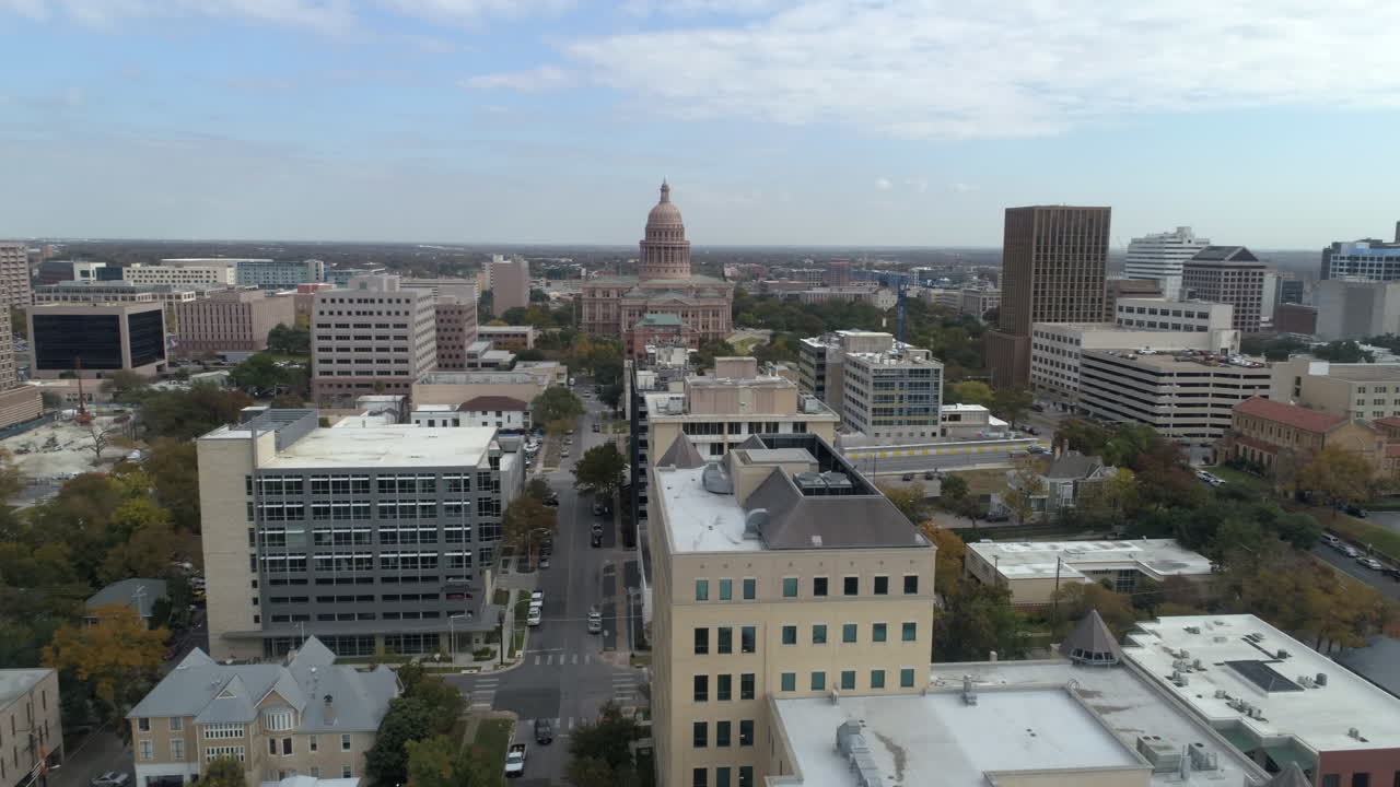 Vista aerea del Campidoglio nel centro di Austin, Texas