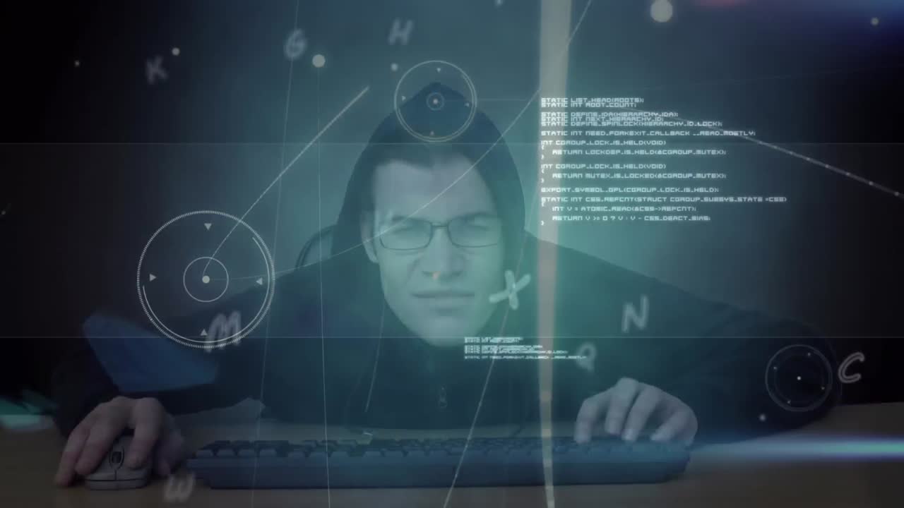 animación del acceso al texto denegado, sobre el procesamiento de la interfaz de inicio de sesión y el hacker utilizando la computadora