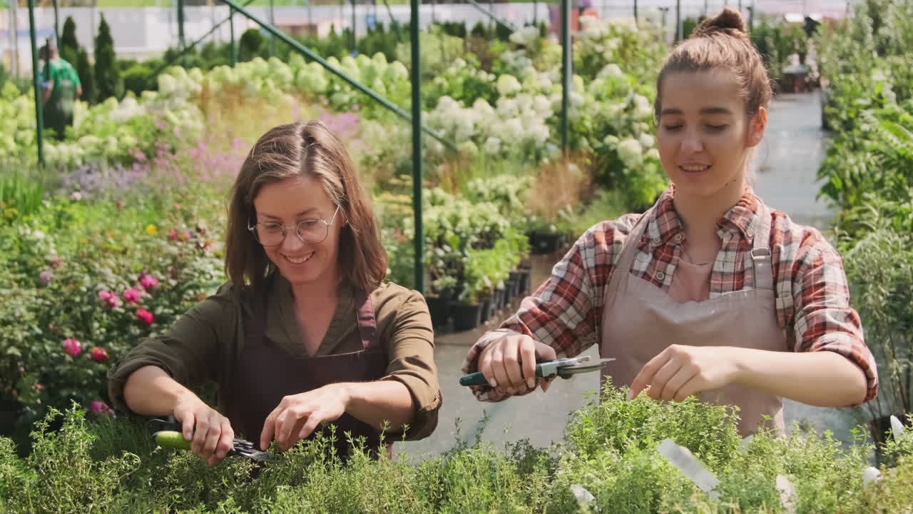 Women Gardening in Greenhouse