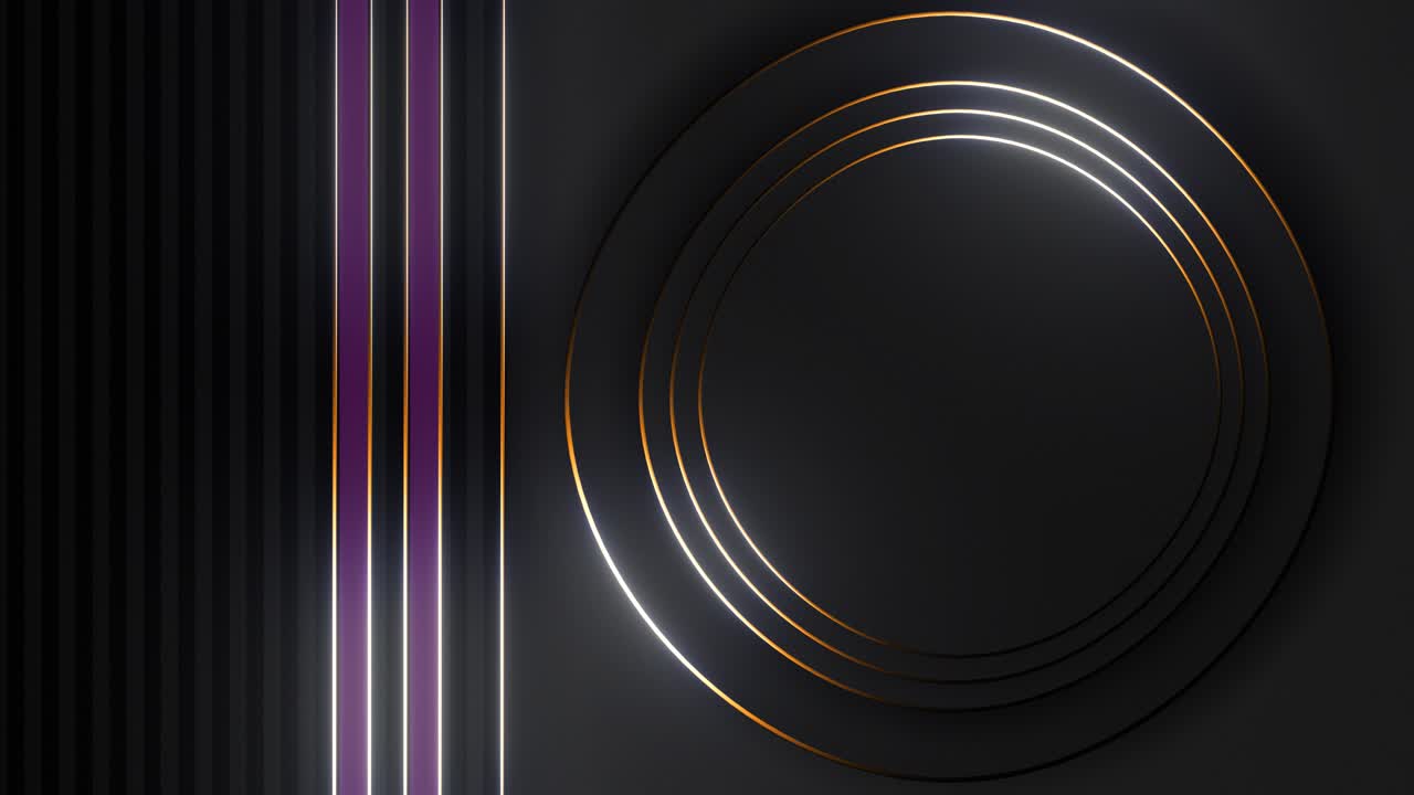 Dark Abstract Background with Golden Circles and Purple Lines